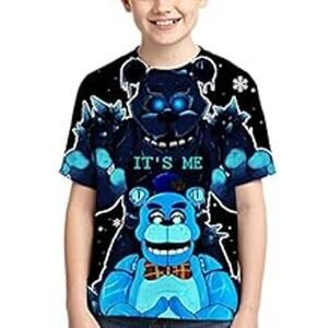 Freddy Fazbear FNAF Short Sleeve Crew Neck Graphic T-Shirt Kid Boys Size L
